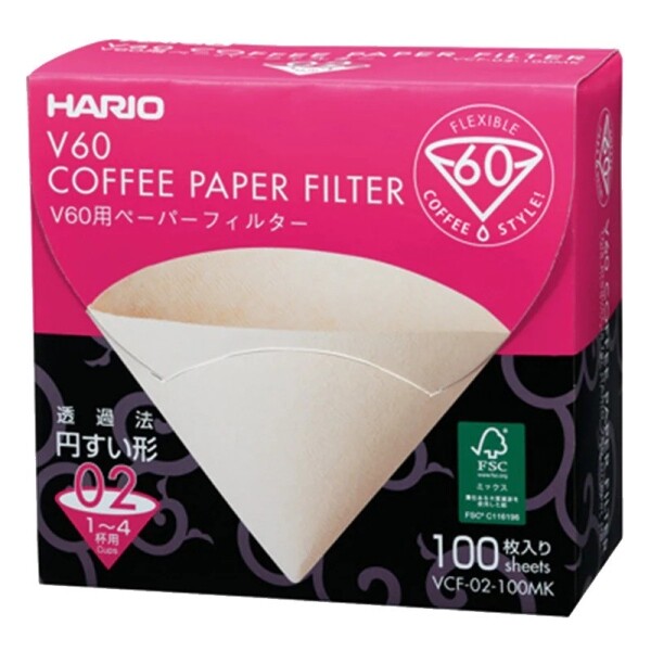 Hario V60 Koffiefilters - maat 02 kleur bruin (VCF-02-100MK) in box - 100 stuks