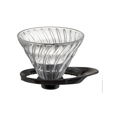 Hario V60 dripper - glass with black holder, new type - size 02 (VDGR-02-B)